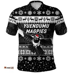 Custom Personalised Yuendumu Magpies Football Club Polo Shirt Christmas Simple Style - Black
