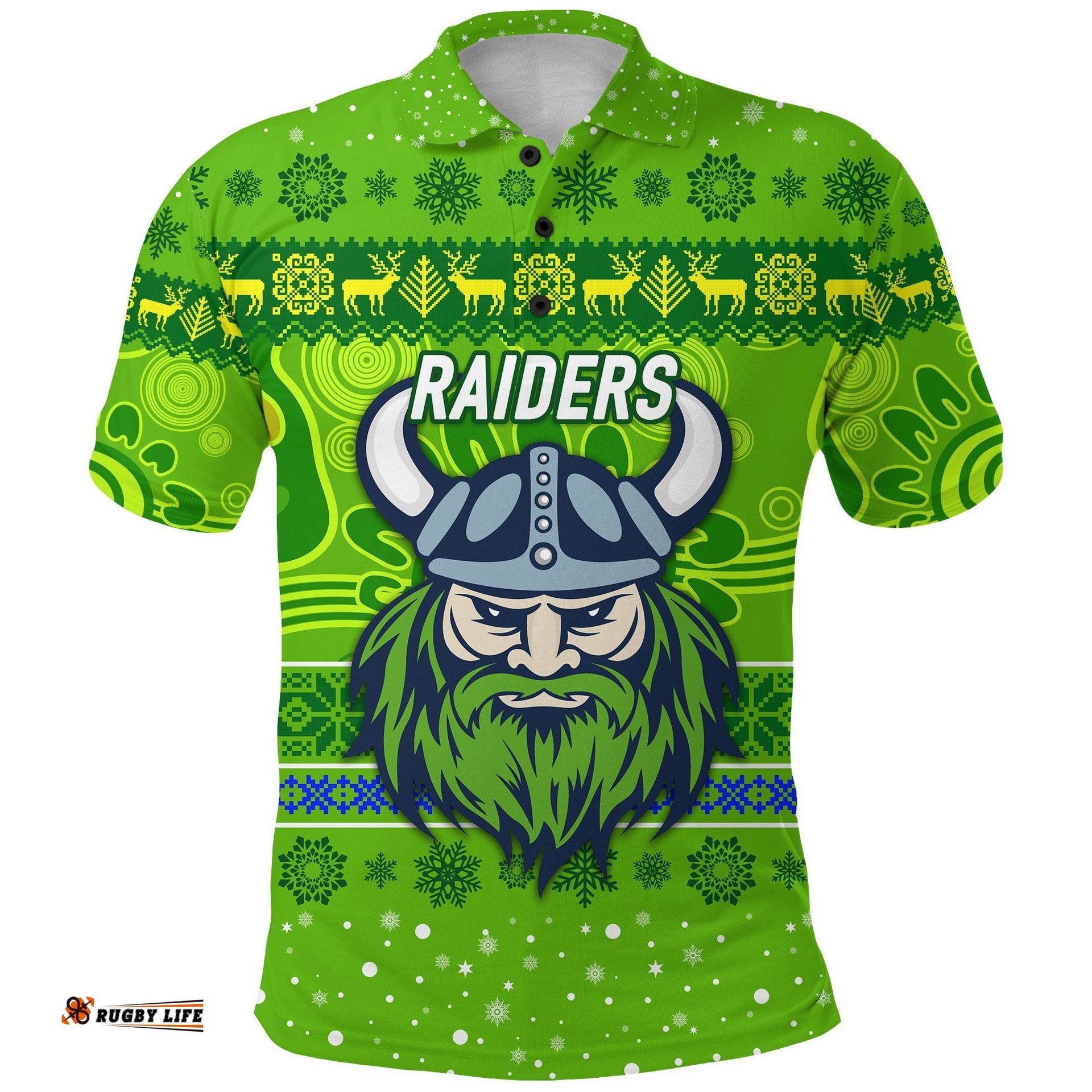 Canberra Raiders Polo Shirt Christmas Simple Style - Green