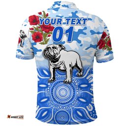 Custom Personalised Bulldogs ANZAC Polo Shirt Indigenous Vibes - White