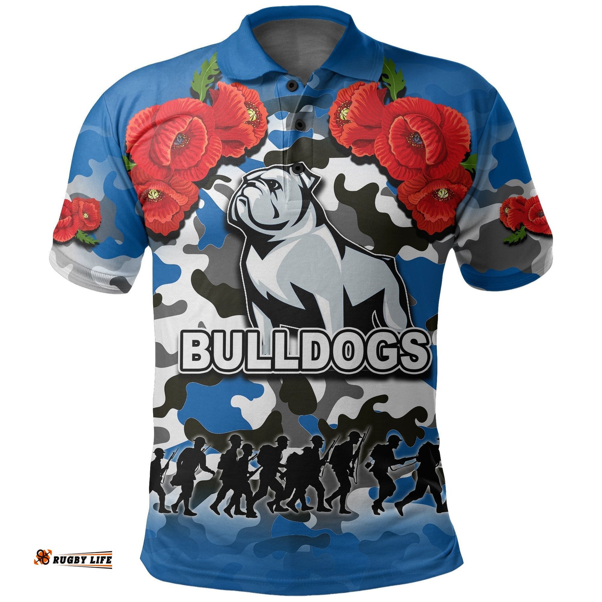 Anzac Day Polo Shirt Bulldogs Army Style