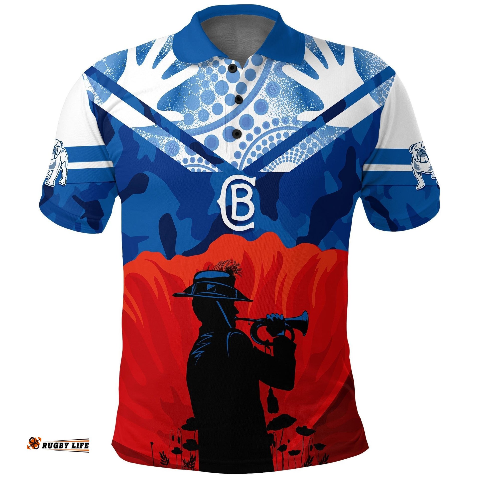 Canterbury Bulldogs Rugby Polo Shirt Anzac Day Camo Style
