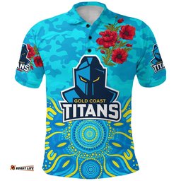 Custom Personalised Gold Coast Titans ANZAC 2022 Polo Shirt Indigenous Vibes