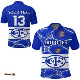 Custom Personalised Mines Rovers Football Club Polo Shirt Goldfields Football Indigenous Diorites - Custom Text and Number