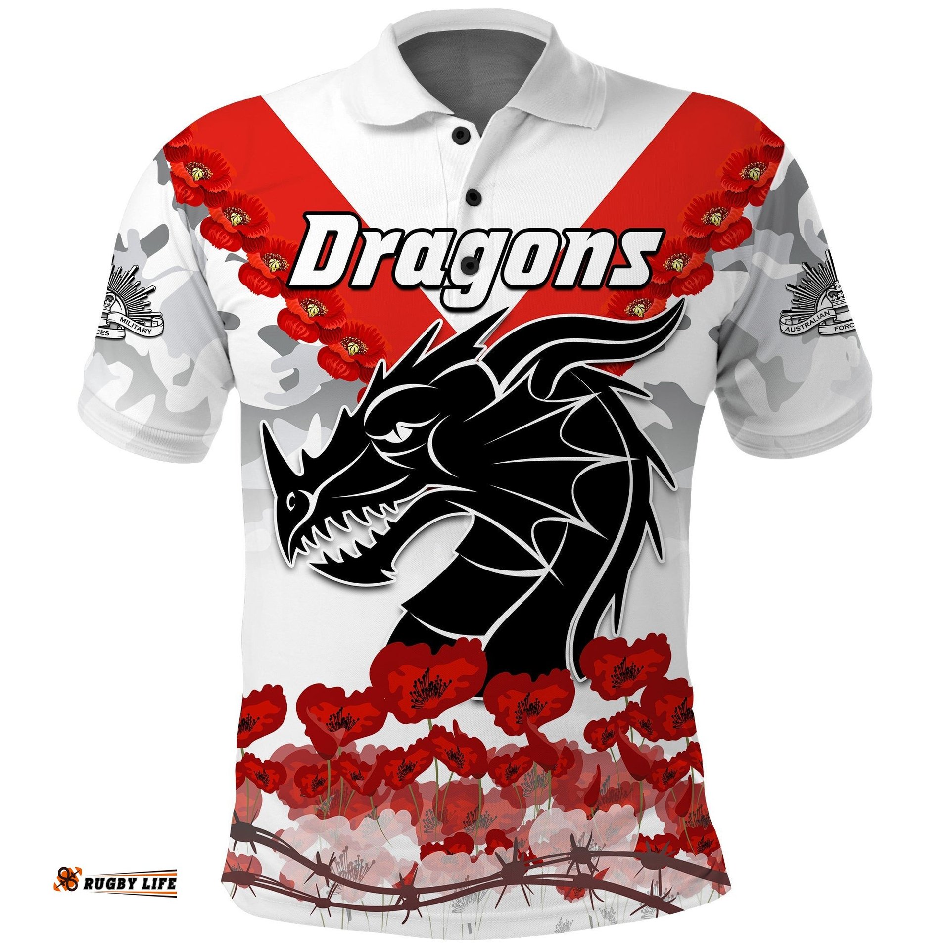 Dragons Anzac 2022 Polo Shirt We Will Remember Them