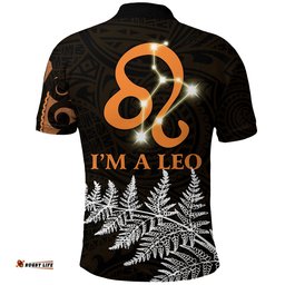 Leo Zodiac Style Maori Polo Shirt Orange Lion
