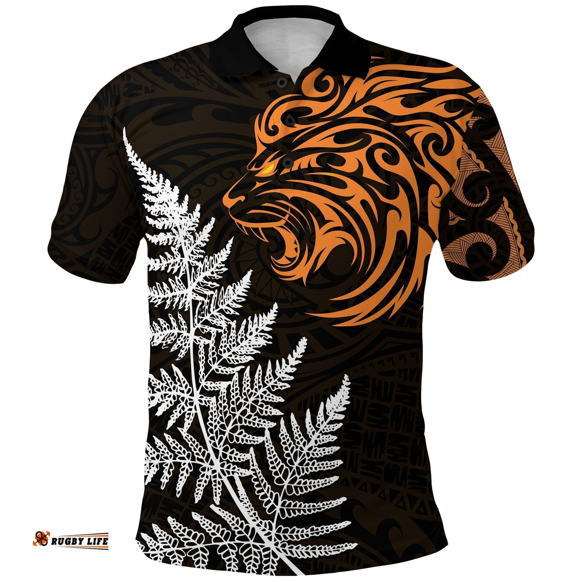 Leo Zodiac Style Maori Polo Shirt Orange Lion