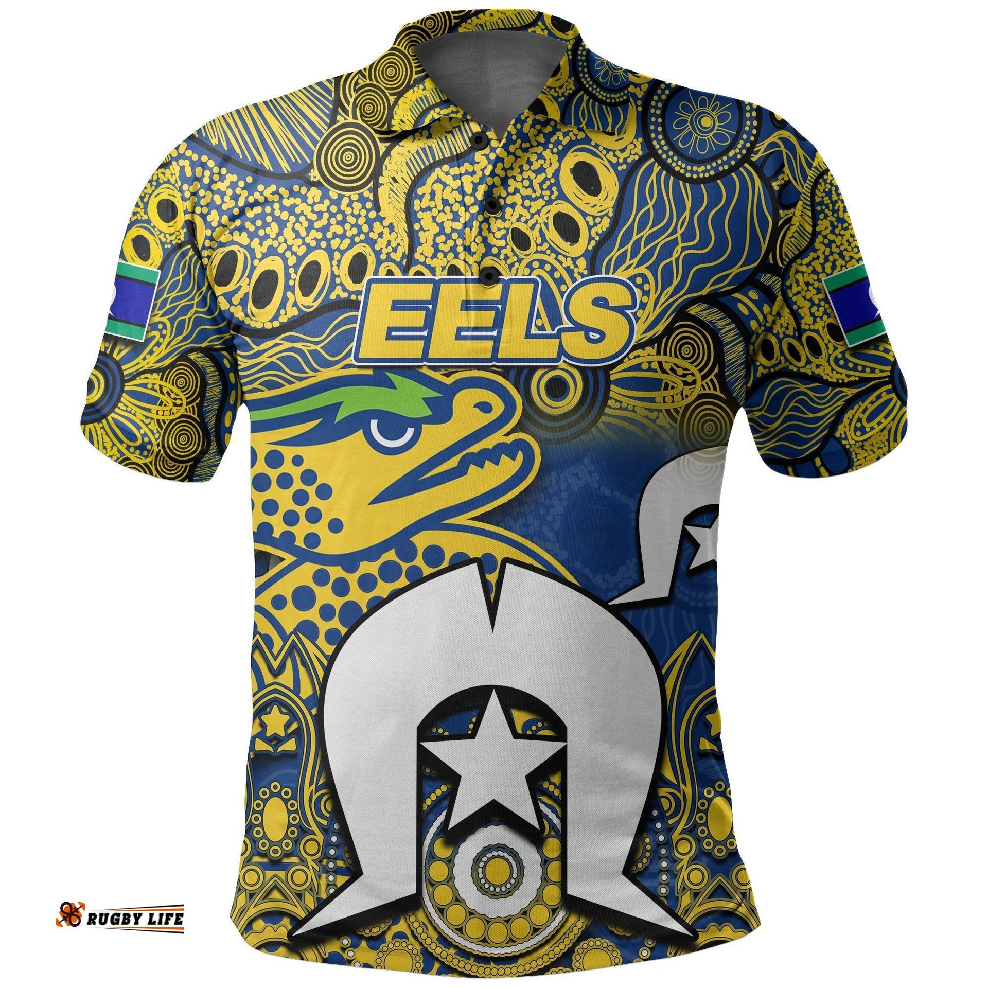 Custom Personalised Eels Torres Strait Islanders Mix Aboriginal Polo Shirt No.1