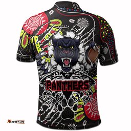 Panthers Rugby Aboriginal Polo Shirt - Indigenous Super Black Panthers Scratch Style RLT13