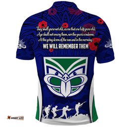 Custom Personalised Warriors Anzac 2022 Polo Shirt Maori Pattern Always Remember Them
