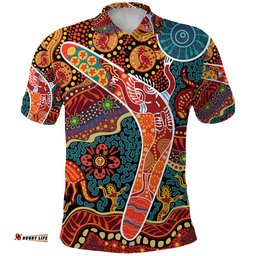 Custom Personalised Aboriginal Boomerang Polo Shirt Indigenous