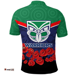 New Zealand Warriors Anzac Day Indigenous Art Polo Shirt -