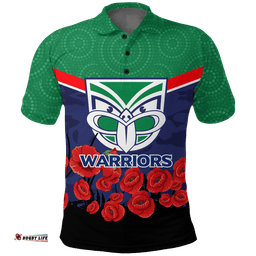 New Zealand Warriors Anzac Day Indigenous Art Polo Shirt -