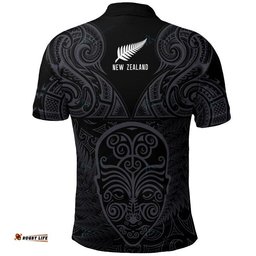 Aotearoa Polo Shirt Maori Manaia Warrior Silver Fern -