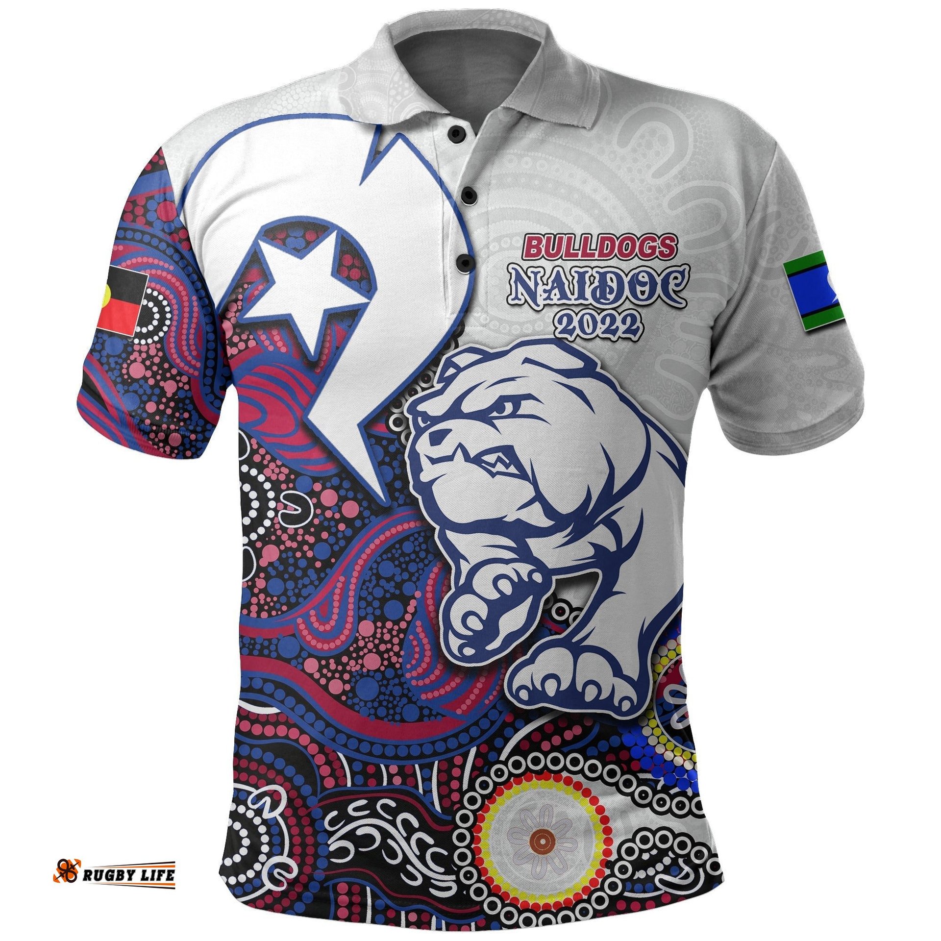 Bulldogs Australian Football Polo Shirt NAIDOC 2022 Patterns