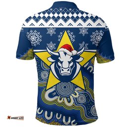 Aboriginal Art Cowboys Merry Christmas Polo Shirt