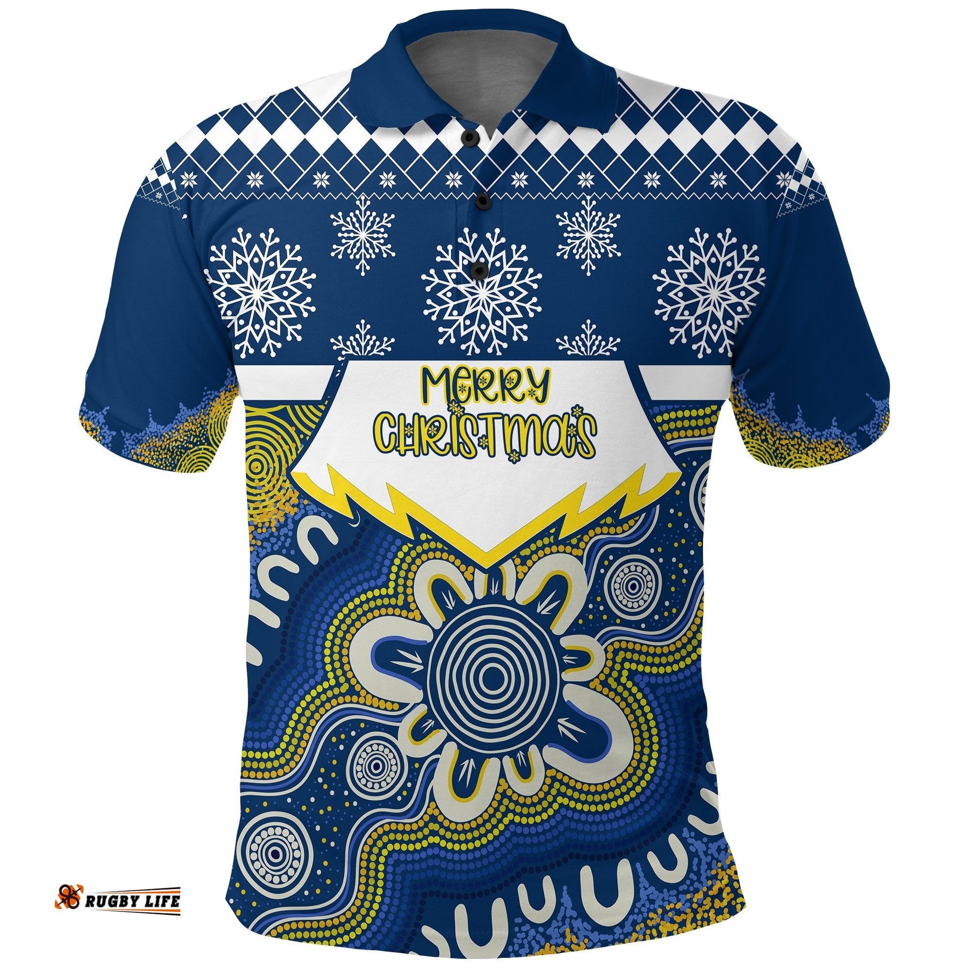 Aboriginal Art Cowboys Merry Christmas Polo Shirt