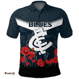Blues Anzac Day Polo Shirt - Indigenous Art -