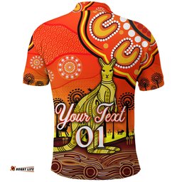 Custom Personalised Aboriginal Art Kangaroo Polo Shirt Indigenous Unique Vibes - Orange