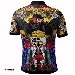 Force Rugby Custom Polo Shirt - Remembrance Western Force With Black Swan Aboriginal Patterns And Poppy Flower
