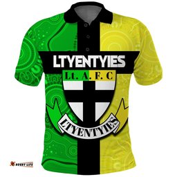 Custom Text and Number Ltyentyies Lt. A. F. C Polo Shirt Australian Football Aboriginal
