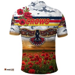 Adelaide Crows ANZAC Polo Shirt Poppy Vibes - White