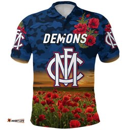Custom Personalised Melbourne Demons ANZAC Polo Shirt Poppy Vibes