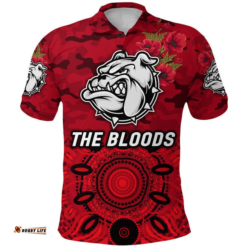 West Football Club Alice Springs ANZAC Polo Shirt The Bloods Indigenous Vibes - Red