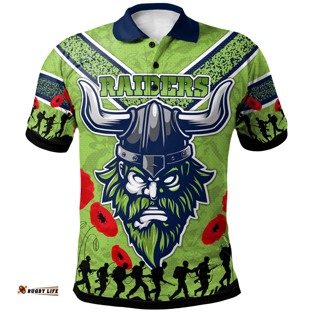 Raiders Rugby Polo Shirt - Custom Anzac Day Raiders Polo Shirt