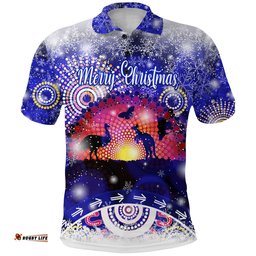 Australian Indigenous Flag Christmas Polo Shirt Original Style - Blue