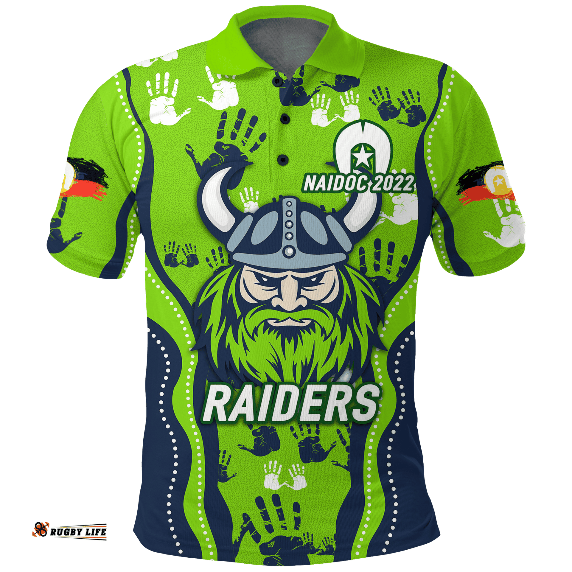 Custom Personalised Canberra Raiders Rugby NAIDOC 2022 Aboriginal Polo Shirt -