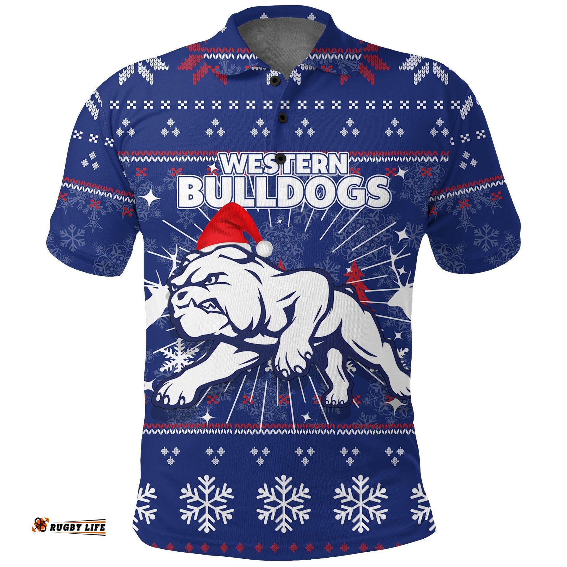 Western Bulldogs Polo Shirt - Christmas Ugly Style -