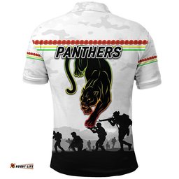 Panthers ANZAC Polo Shirt Simple Style - White