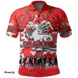 Anzac Day Polo Shirt Dragons Army Style No.1