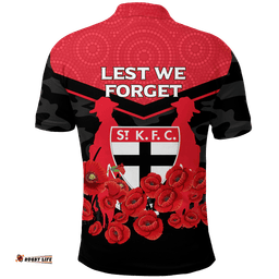 St Kilda Saints Anzac Day Indigenous Art Polo Shirt -