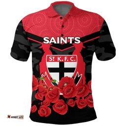 St Kilda Saints Anzac Day Indigenous Art Polo Shirt -