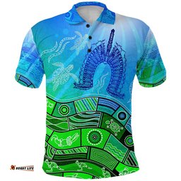 Custom Personalised Aboriginal Torres Strait Islands Polo Shirt Towards The Light
