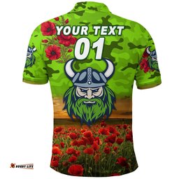 Custom Personalised Raiders ANZAC Polo Shirt Poppy Flowers Vibes
