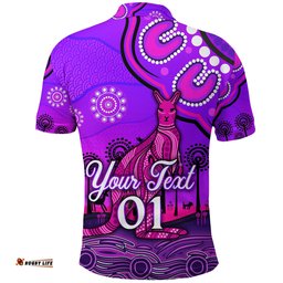 Custom Personalised Aboriginal Art Kangaroo Polo Shirt Indigenous Unique Vibes - Purple