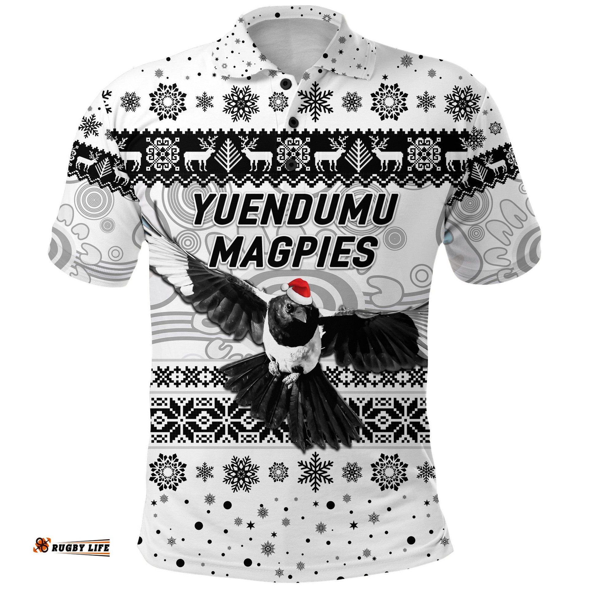 Yuendumu Magpies Football Club Polo Shirt Christmas Simple Style - White