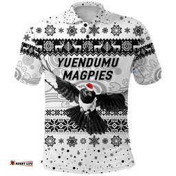 Yuendumu Magpies Football Club Polo Shirt Christmas Simple Style - White