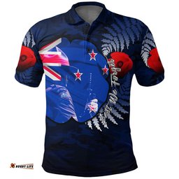 Vibe Hoodie Clothing - New Zealand Anzac Day Poppy Polo Shirt