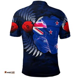 Vibe Hoodie Clothing - New Zealand Anzac Day Poppy Polo Shirt