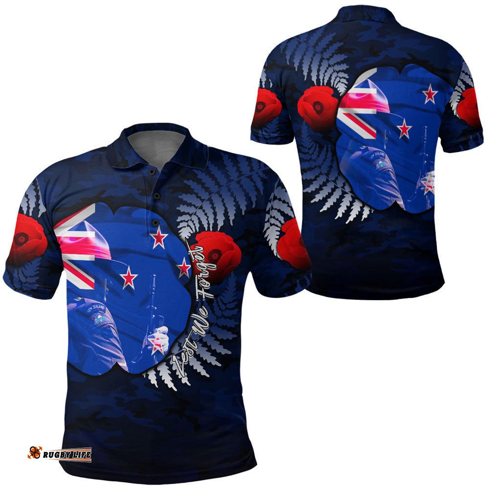 Vibe Hoodie Clothing - New Zealand Anzac Day Poppy Polo Shirt