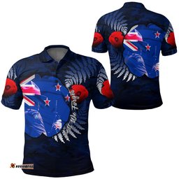 Vibe Hoodie Clothing - New Zealand Anzac Day Poppy Polo Shirt