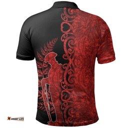 Anzac New Zealnds Polo Shirt Maori Red Papua Shell