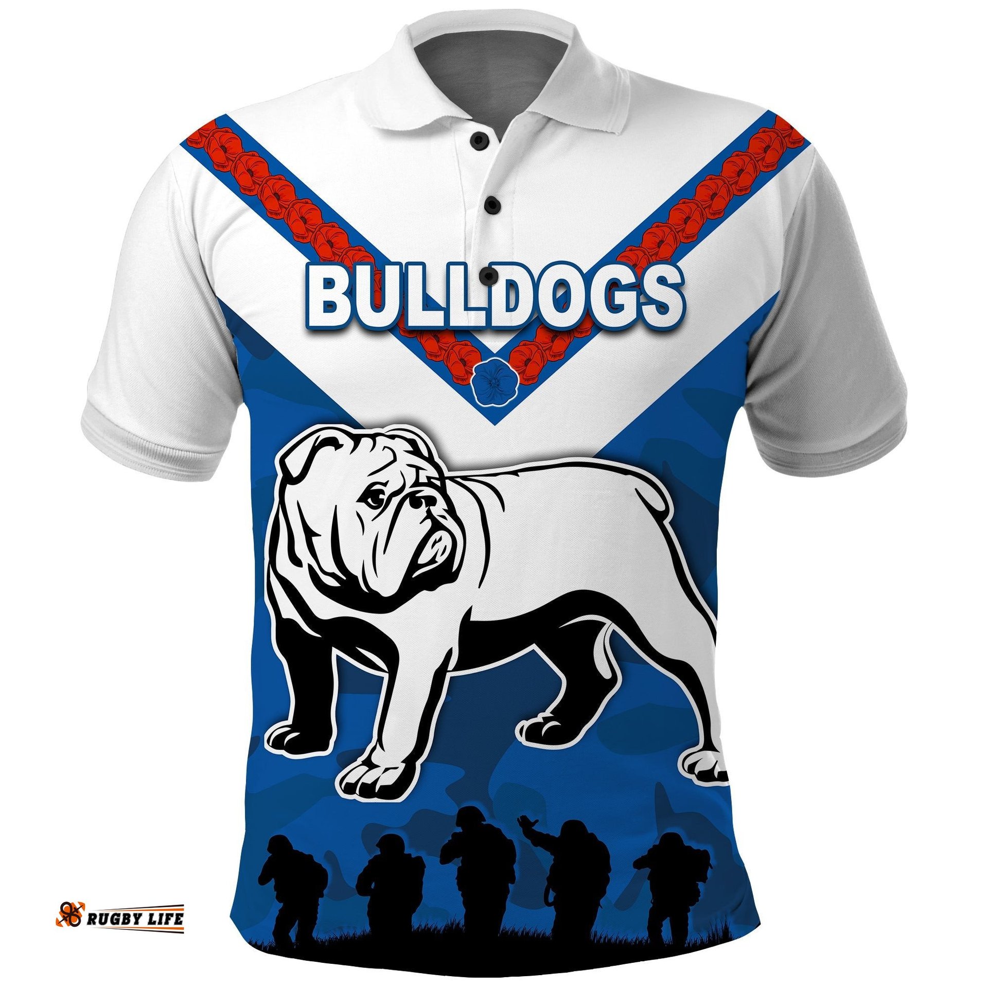 Bulldogs Anzac Day Polo Shirt Simple Lest We Forget Style