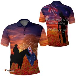 Vibe Hoodie Clothing - Australia Lest We Forget Light Horse Silhouette Polo Shirt