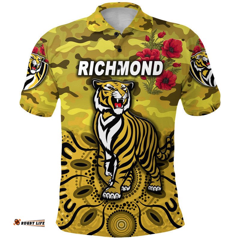 Richmond Tigers ANZAC Polo Shirt Indigenous Vibes - Yellow