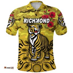 Richmond Tigers ANZAC Polo Shirt Indigenous Vibes - Yellow