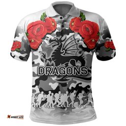 Anzac Day Polo Shirt Dragons Army Style No.2